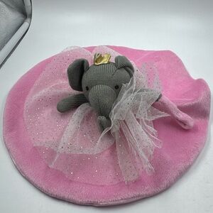 MUD PIE Pink PRINCESS ELEPHANT with ROUND SKIRT Pacifier Holder LOVEY PLUSH